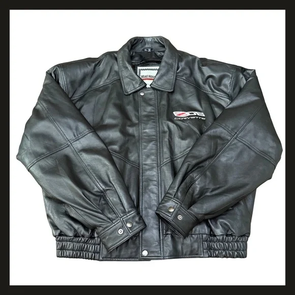 Corvette Z06 505 HP Leather Jacket Men’s XL Mad House GM Licensed Black EUC - Picture 2 of 12